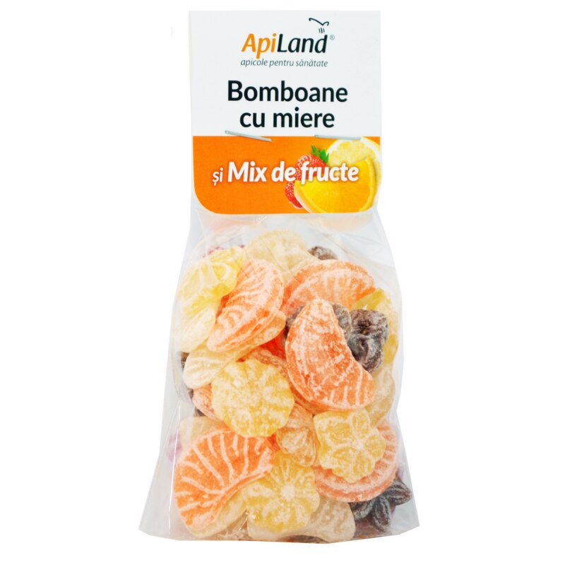 Bomboane cu Miere si Mix de Fructe 100g Apiland