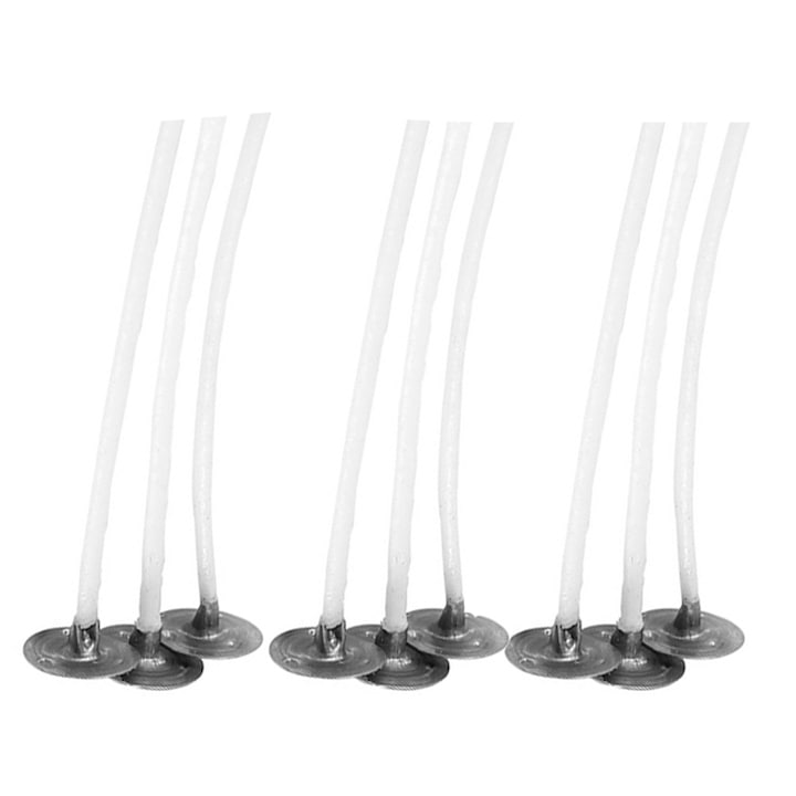 Комплект фитили за свещи, памук, восъчен текстил, без дим, 8 см, 10 бр