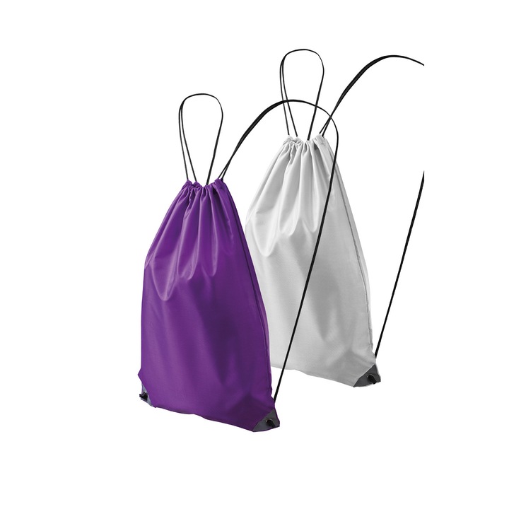 Set 2 rucsacuri pentru copii 912, 100% poliester, sistem de inchidere cu snur, Alb, Violet