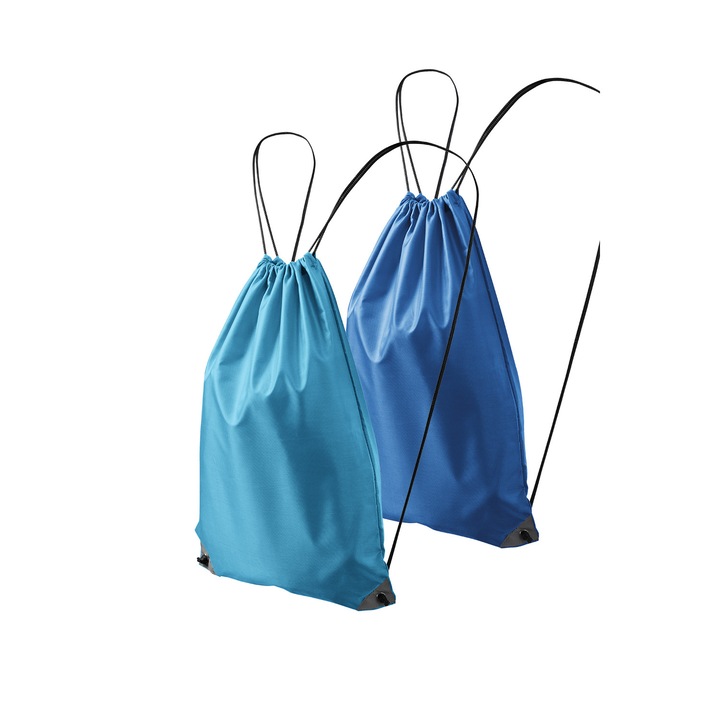 Set 2 rucsacuri pentru copii 912, 100% poliester, sistem de inchidere cu snur, Albastru, Turcoaz