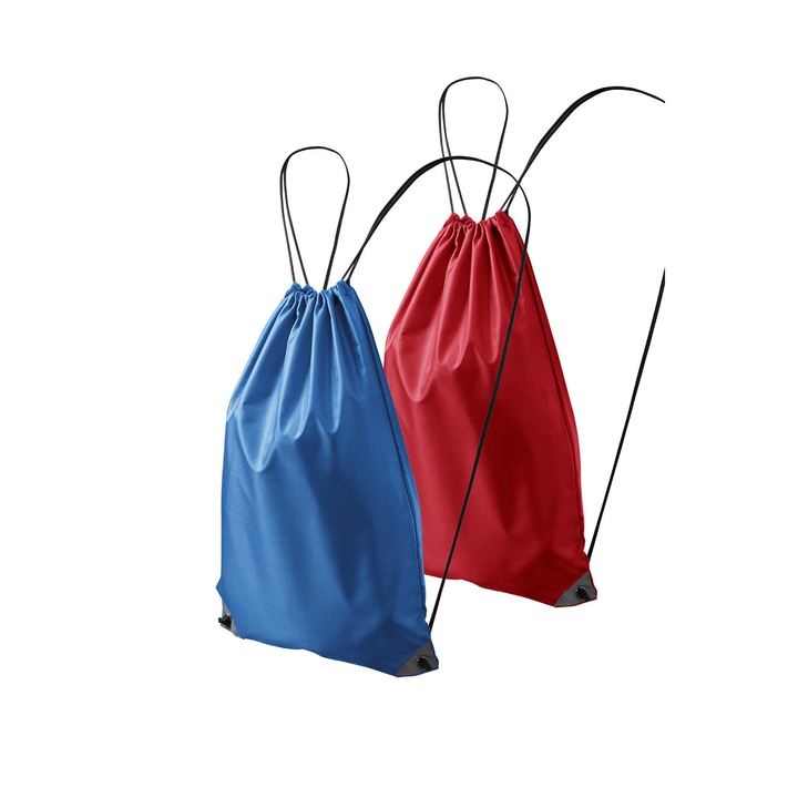 Set 2 rucsacuri pentru copii 912, 100% poliester, sistem de inchidere cu snur, Rosu, Albastru