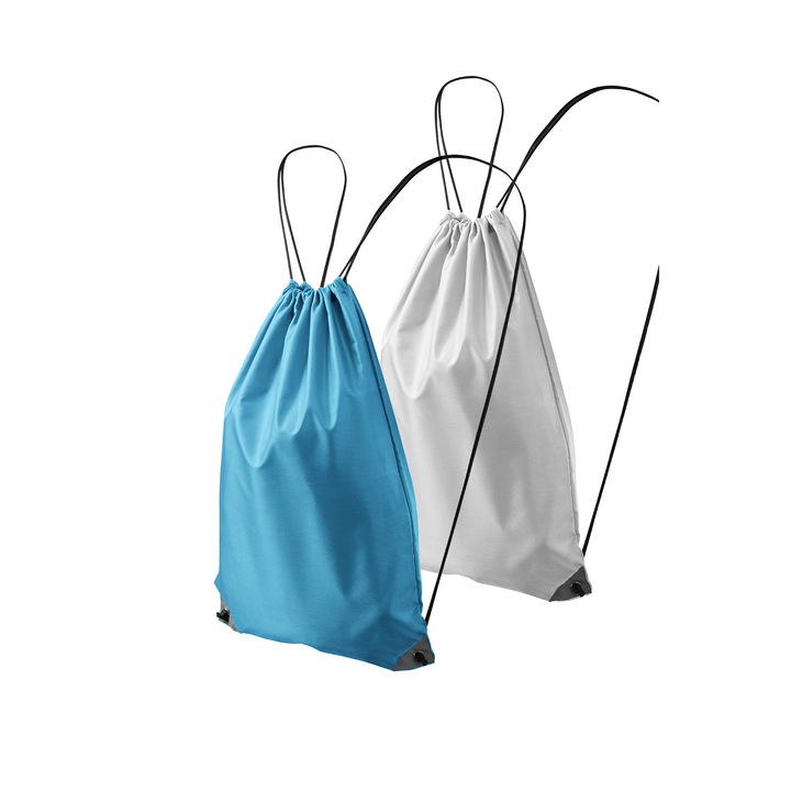 Set 2 rucsacuri pentru copii 912, 100% poliester, sistem de inchidere cu snur, Alb, Turcoaz