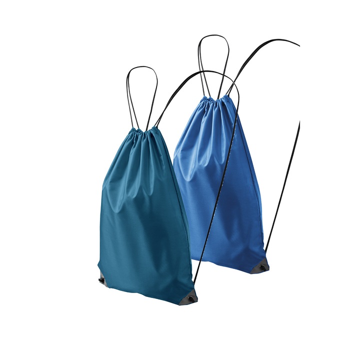 Set 2 rucsacuri pentru copii 912, 100% poliester, sistem de inchidere cu snur, Albastru, Albastru inchis