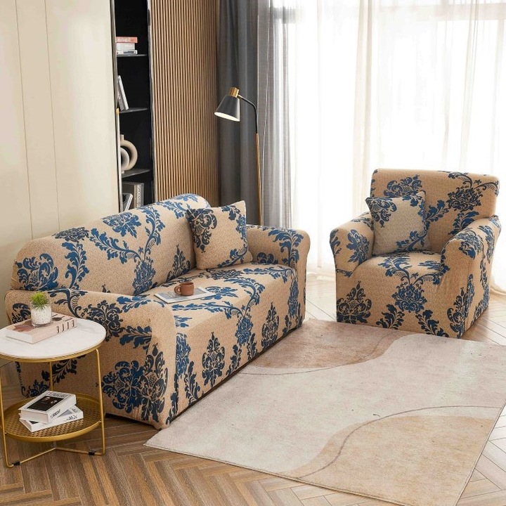 Еластичен калъф за диван, Jojo Home, Абстрактен принт, L-3 места, 180x230см