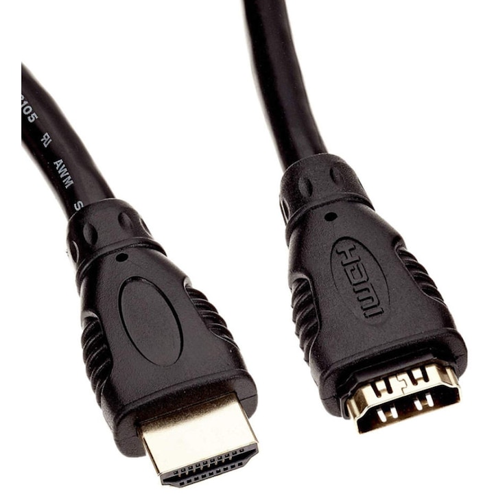Cablu extensie HDMI, tata - mama, 4K@30Hz, conectori auriti, 1m, PremiumCord, kphdmf1