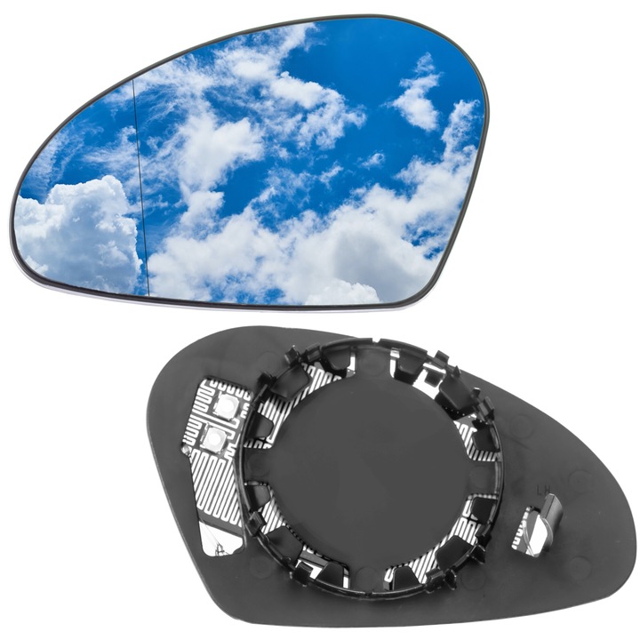 Sticla Oglinda Incalzita Lew, Pentru Seat Altea, Leon, Toledo Iii, Oglinda Asferica, Versiune Incalzita, Sticla Convexa Divizata, Crom, Alb