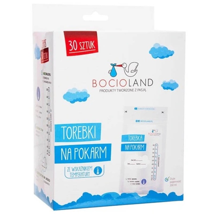 Комплект от 30 торбички за съхранение на кърма Bocioland BL017, Прозрачни