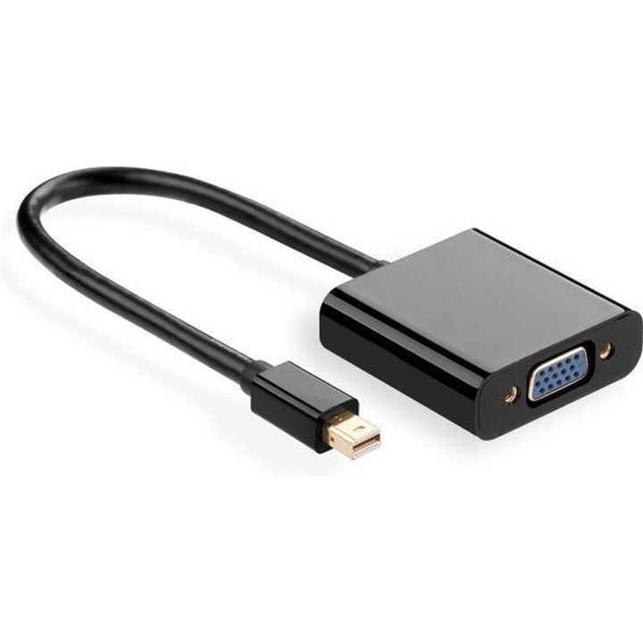 Mini DisplayPort мъжки към VGA женски видео адаптер, 1080P, черен - идеален за свързване на лаптопи или устройства с mini DisplayPort порт към VGA монитор
