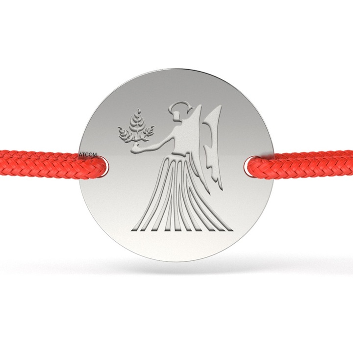 Bratara din aur alb cu snur rosu model Fecioara