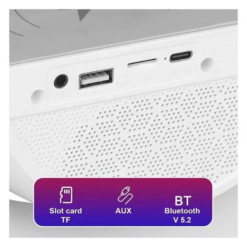 Boxa Multifunctionala 3 in 1 SIKS, Lampa LED RGB Smart, Boxa Bluetooth, Incarcator Telefon Wireless, Lumina RGB, Alb