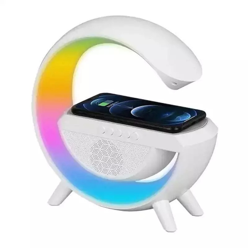 Boxa Multifunctionala 3 in 1 SIKS, Lampa LED RGB Smart, Boxa Bluetooth, Incarcator Telefon Wireless, Lumina RGB, Alb