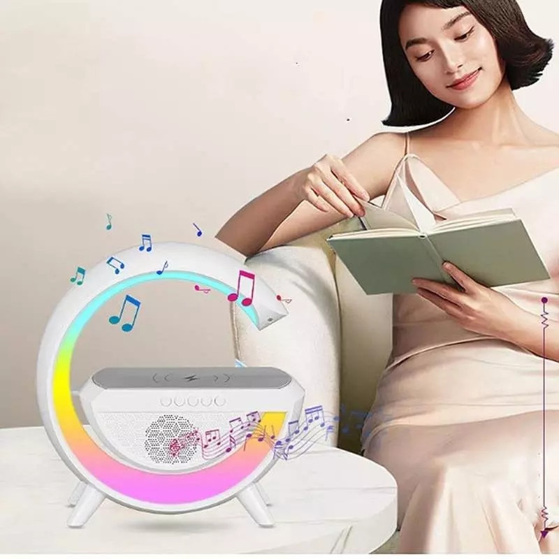 Boxa Multifunctionala 3 in 1 SIKS, Lampa LED RGB Smart, Boxa Bluetooth, Incarcator Telefon Wireless, Lumina RGB, Alb