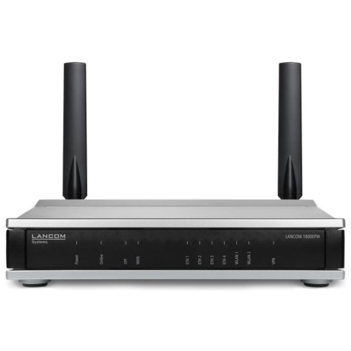 Безжичен рутер, Lancom, 1800EFW EU (62139), черен/сребрист