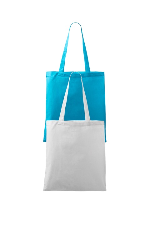 Set 2 sacose cumparaturi, 100% bumbac, Malfini Handy, unisex, 42x38, Alb/Turcoaz