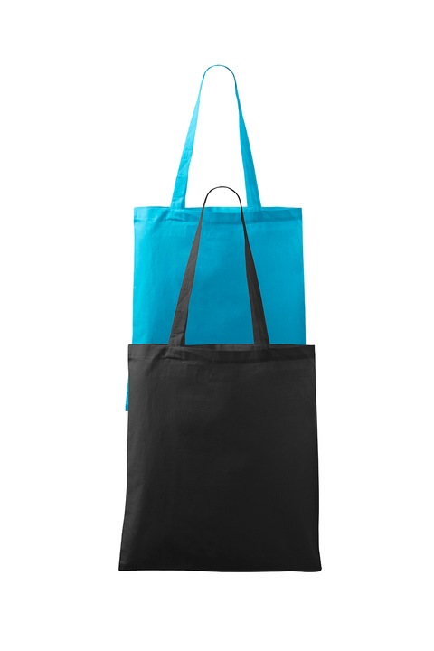 Set 2 sacose cumparaturi, 100% bumbac, Malfini Handy, unisex, 42x38, Negru/Turcoaz