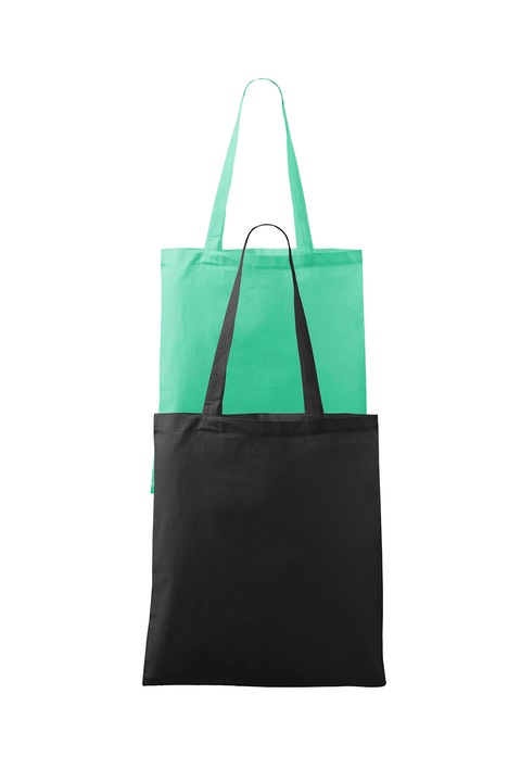 Set 2 sacose cumparaturi, 100% bumbac, Malfini Handy, unisex, 42x38, Negru/Verde menta