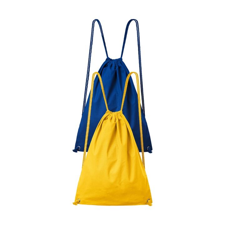 Set 2 rucsacuri, 100% bumbac, Malfini EasyGo, unisex, 47x37 cm, Albastru royal, Galben