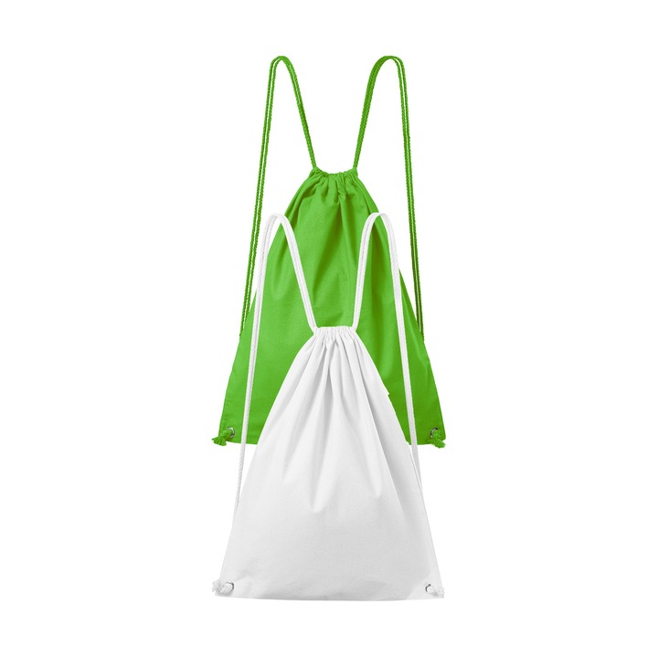 Set 2 rucsacuri, 100% bumbac, Malfini EasyGo, unisex, 47x37 cm, Alb, Verde