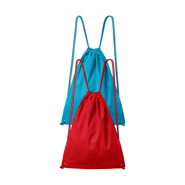 Set 2 rucsacuri, 100% bumbac, Malfini EasyGo, unisex, 47x37 cm, Rosu, Turcoaz