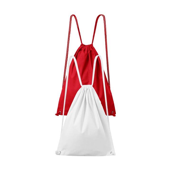 Set 2 rucsacuri, 100% bumbac, Malfini EasyGo, unisex, 47x37 cm, Alb, Rosu