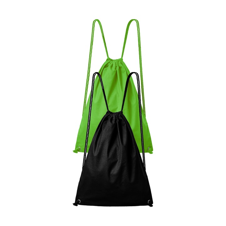 Set 2 rucsacuri, 100% bumbac, Malfini EasyGo, unisex, 47x37 cm, Negru, Verde