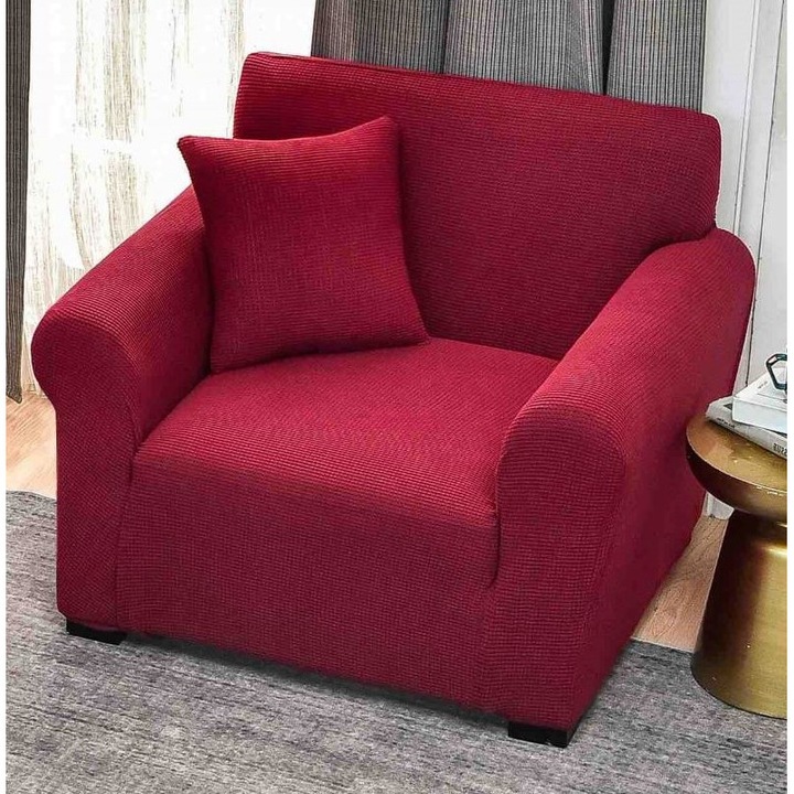 Husa elastica pentru fotoliu, Cocolino, Jojo Home, Uni, Microfibra Plusata, S-90x110cm, Rosu Bordo