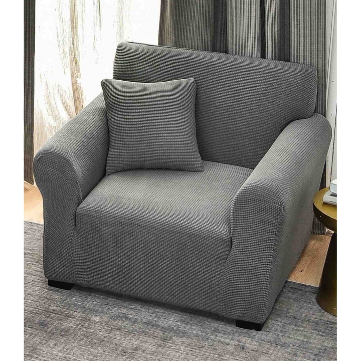 Elasztikus huzat fotelhez, Cocolino, Jojo Home, Uni, plüss mikroszálas, S-90x110cm, világosszürke