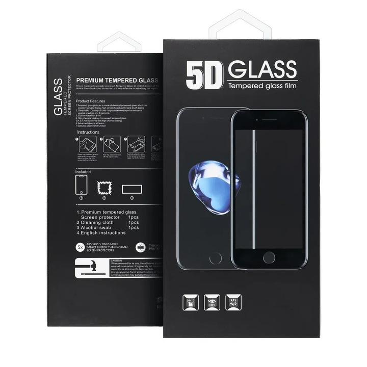 iPhone 13 Pro / 14 kompatibilis üvegfólia, előlapi, 5D, edzett, hajlított, betekintés védelemmel, fekete kerettel