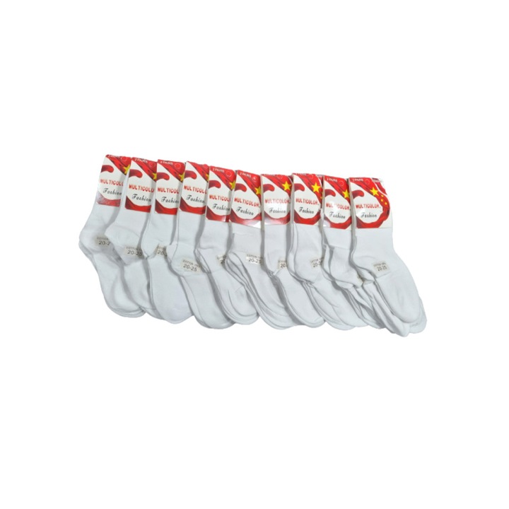 Комплект от 20 чифта дълги детски чорапи, бели, 20-25