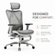 Scaun Ergonomic SIHOO®, Scaun Birou Reglabil Inaltime, Tetiera 2D Ajustabila, Cotiere 3D Reglabile, Suport Lombar 2D, Suport Picioare Extensibil, Mecanism Inclinare, Blocare In 3 Pozitii, Tapiterie Mesh Respirabil, Baza Aluminiu, Pivotant 360°, Gri/Negru