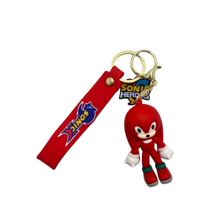 Breloc cu accesorii din silicon ecologic, pentru ghiozdan sau chei, Sonic Heroes- Knuckles