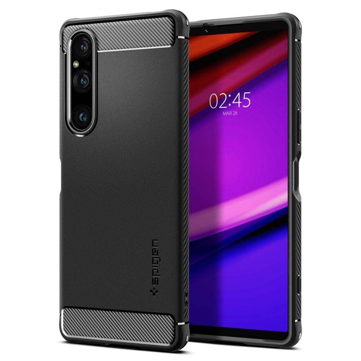 Гръб Spigen Rugged Armor за Sony Xperia 1 V, Черен