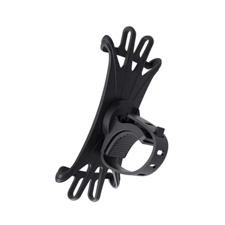 Suport universal din silicon pentru Telefoane cu Display pana la 8", Flexibil, Montaj pe Ghidon, Compatibil si cu Carut, Trotineta sau Scuter, Negru-11