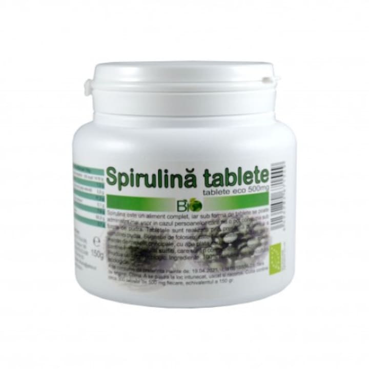 Spirulina tablete bio, concentratie 500 mg, 300 tablete
