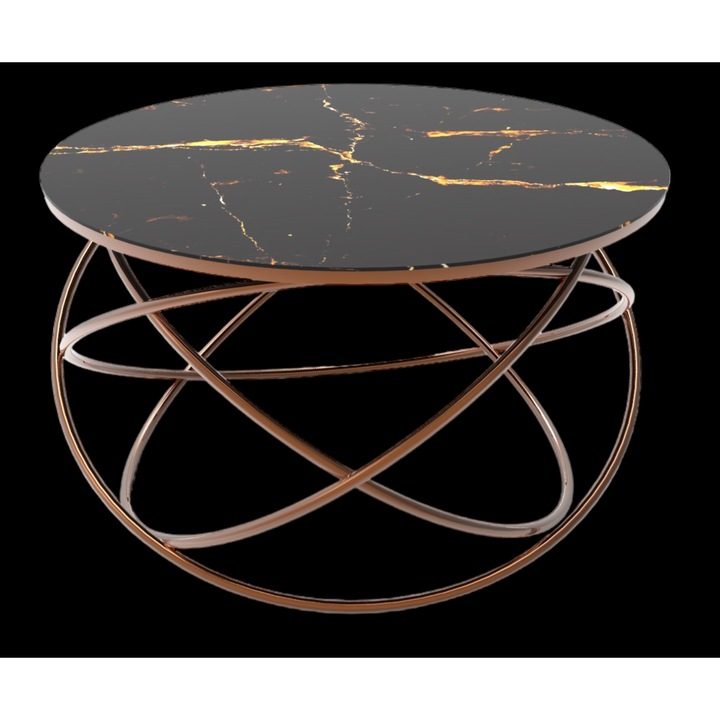 Masuta Cafea Galaxy Black Glass P1371 ArteLemn 75x75x45 cm