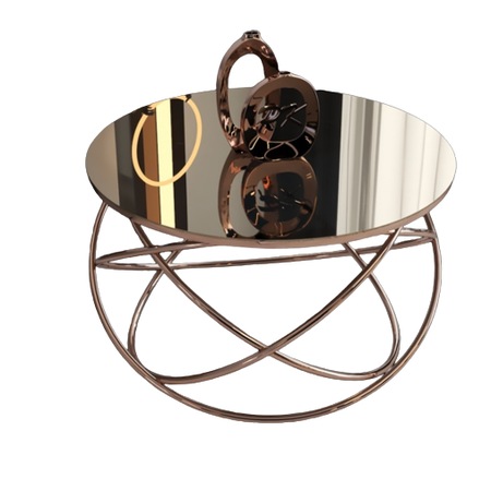 Masuta Cafea Galaxy Black Glass Oglinda ArteLemn 75x75x45 cm