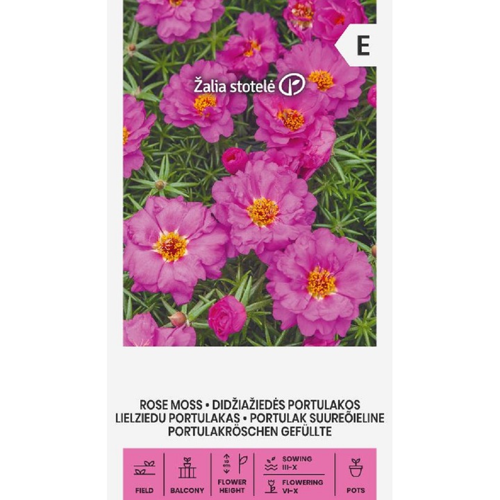 Seminte, Flori de Piatra Rose Moss, Žalia Stotelė, plic, 0.5 grame