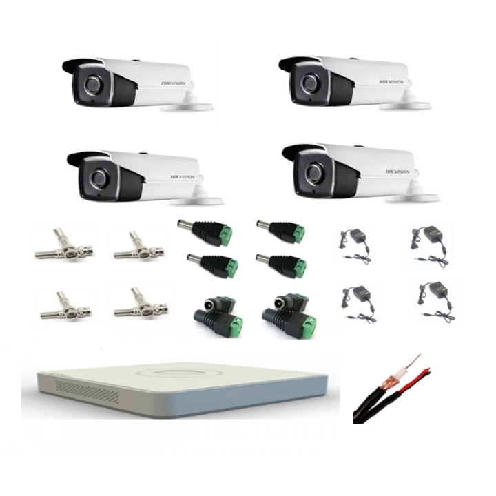 Sistem supraveghere video Hikvision 2 camere +dvr rezolutie 720p Tehnologie Turbo Hd