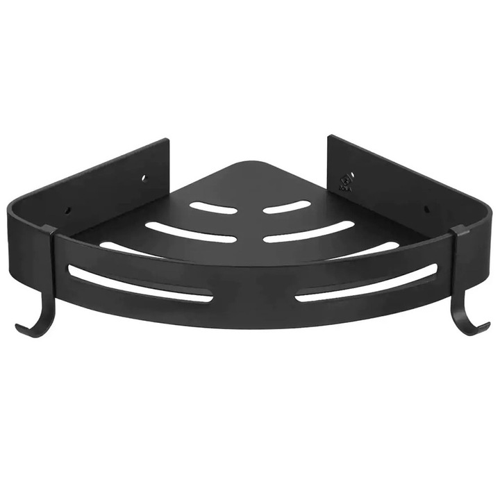 Fali sarokpolc, Zola®, rozsdamentes acél, 20 x 29 x 4,5 cm, fekete