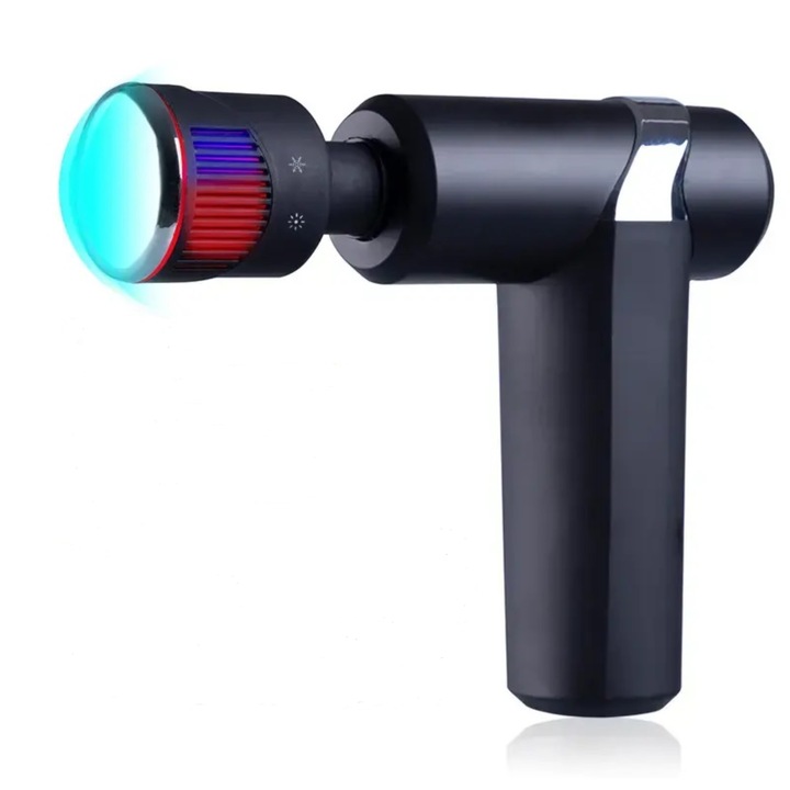 Mini pistol de masaj reincarcabil cu 5 trepte, fara fir, cu compresa calda si rece, King Relax, negru