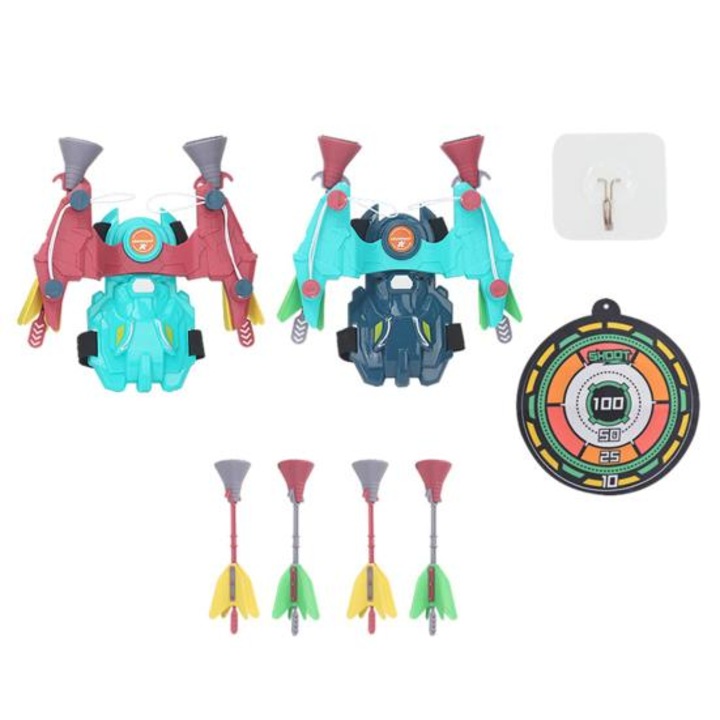 Interaktív darts tépőzáras játék gyerekeknek két kézi indítóval, lövöldözős játék