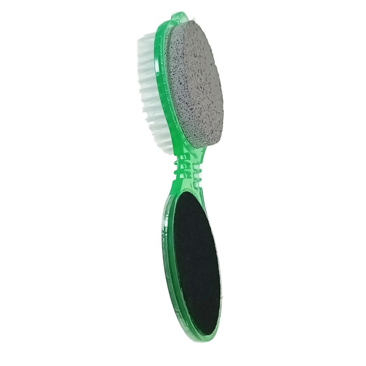 Instrument pentru pedichiura cu perie, piatra ponce, pila si pad de lustruire, 026-V22 25370, verde