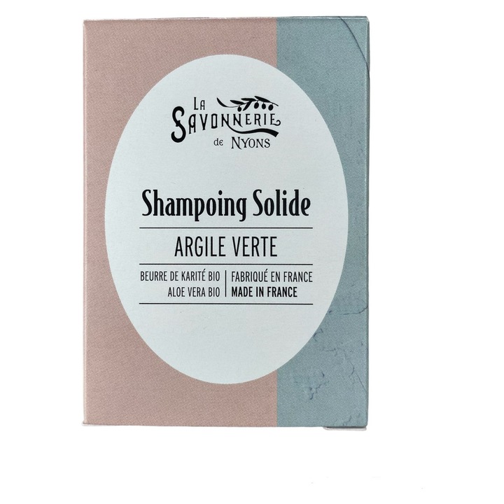 Sampon solid La Savonnerie de Nyons cu Argila Verde, pentru par gras, 100g