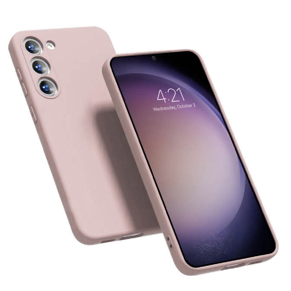 Husa din silicon pentru Samsung Galaxy S23, Interior Catifelat cu Microfibra, Perfect Fit, Protectie Camere, Bumper Ecran, Roz deschis