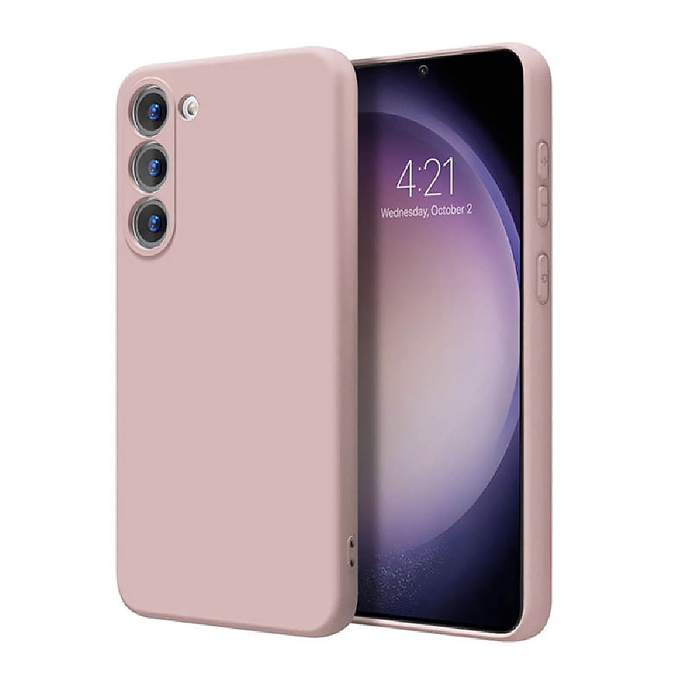 Husa din silicon pentru Samsung Galaxy S23, Interior Catifelat cu Microfibra, Perfect Fit, Protectie Camere, Bumper Ecran, Roz deschis