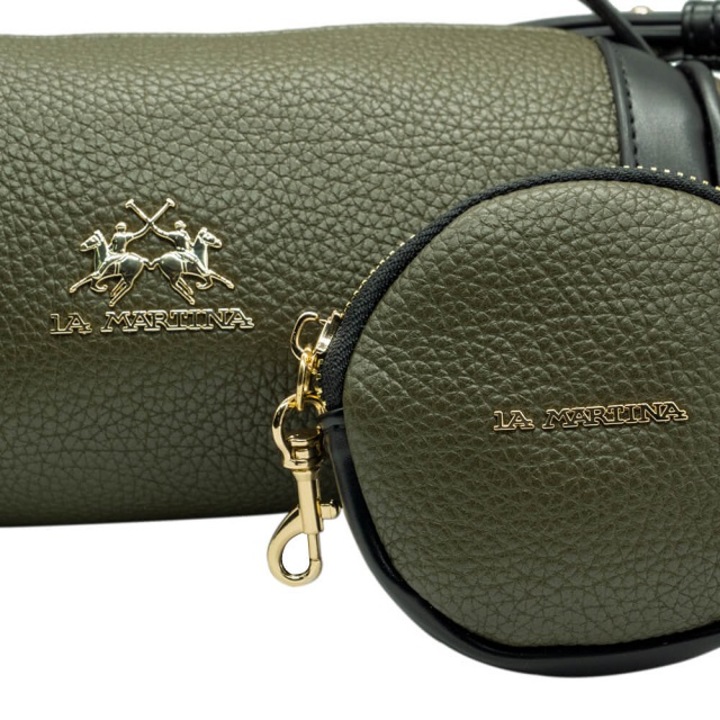 La Martina zöld bőrtáska Heritage LMBA00874T