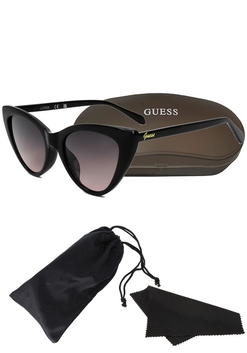 Pachet ochelari de soare dama Guess GF6147, etui Guess, saculet textil, laveta ochelari
