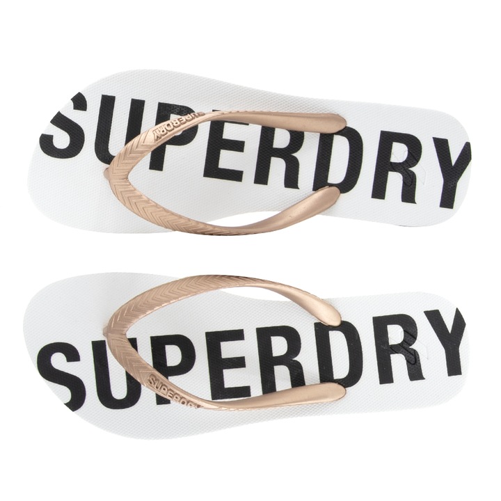 Slapi dama, Superdry, Sintetic, Marime M, Alb