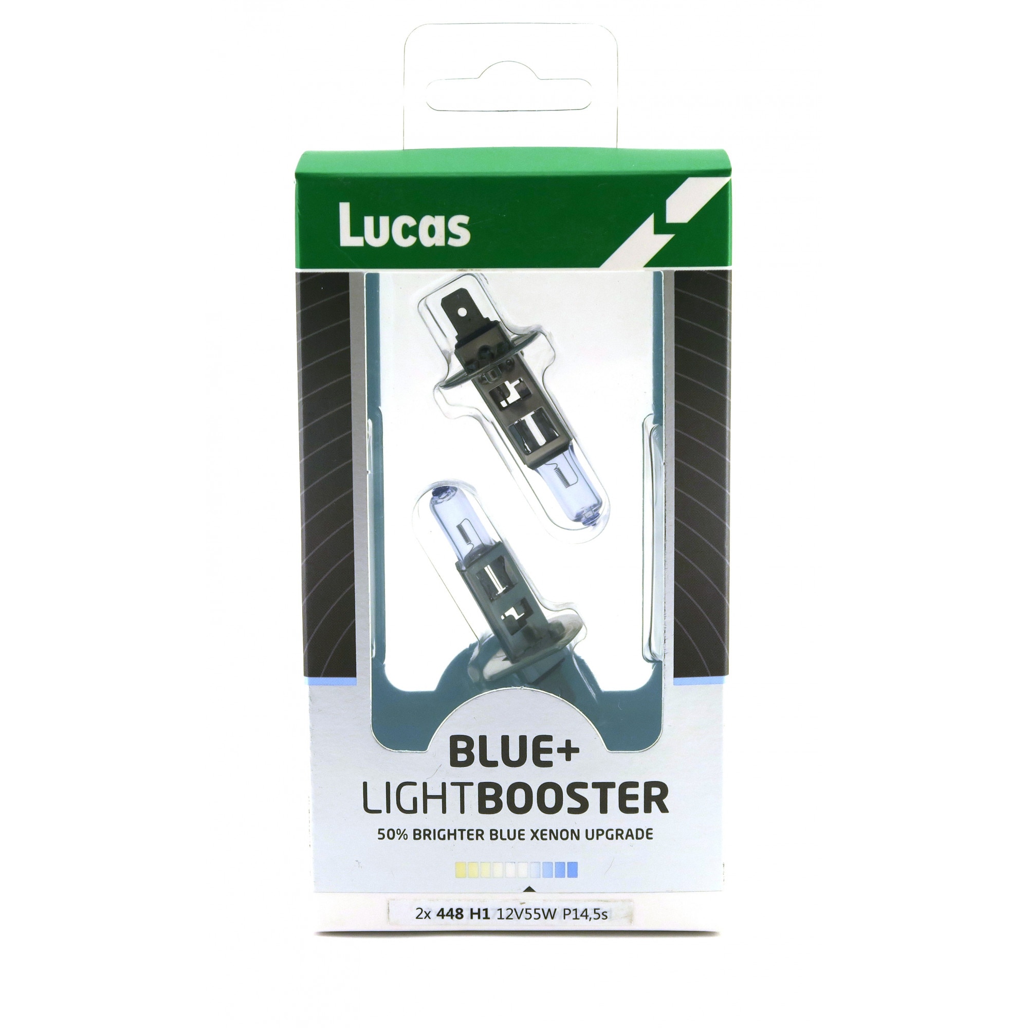 Set 2 becuri auto far H1 12V 55W P14,5S Lucas LightBooster Blue+50%
