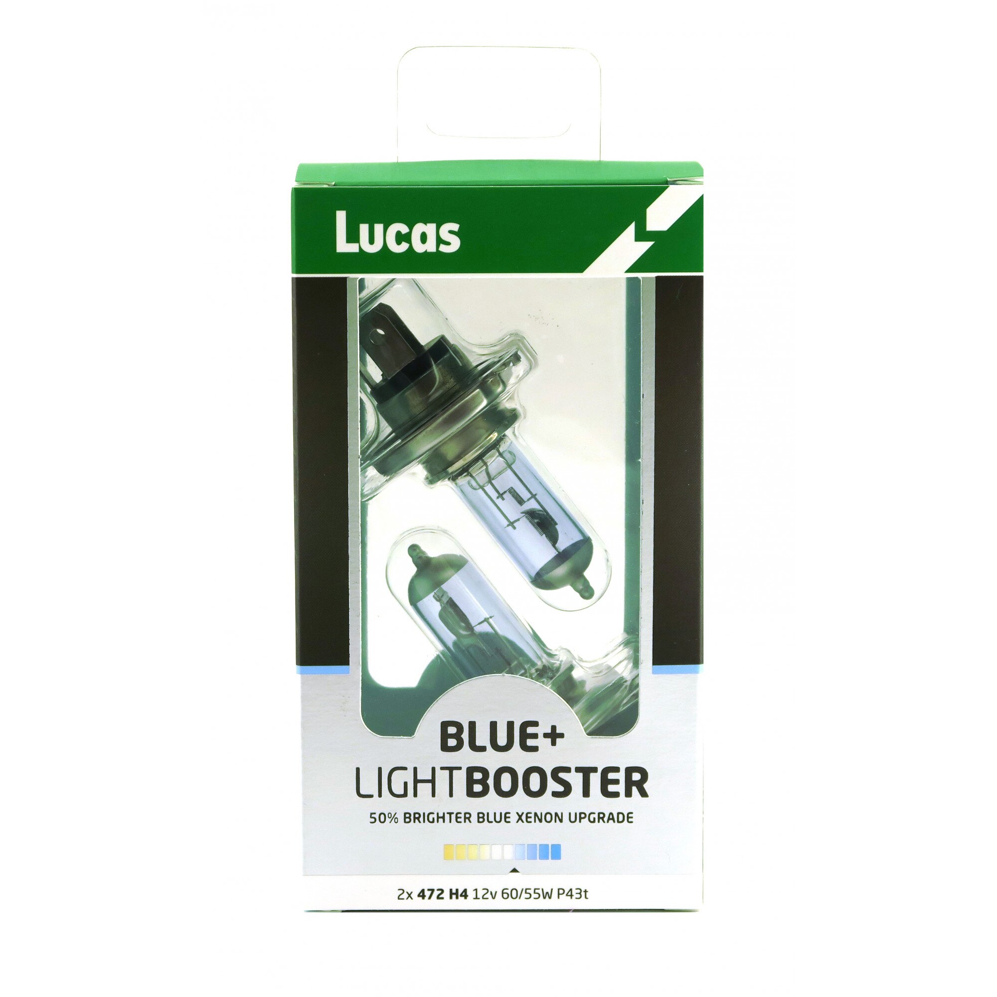 Set 2 becuri auto far H4 12V 60/55W P43t Lucas LightBooster Blue+50%